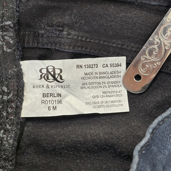 Rock & Republic Berlin Straight Leg Womens Jeans Size 6 Low Rise - Picture 13 of 15